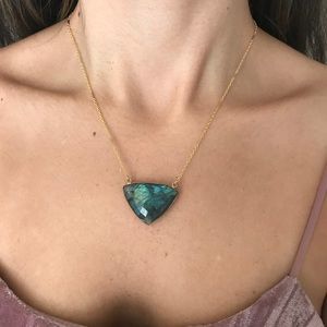 Labradorite Triangle Gold Chain Necklace